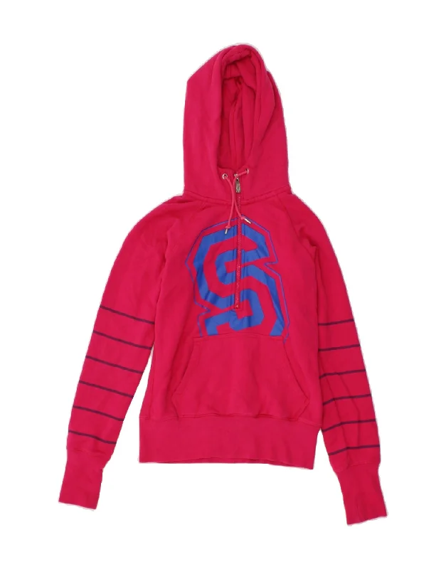NIKE Womens Graphic Zip Neck Hoodie Jumper UK 10 Small Pink Striped Cotton Hoodie with Elastic Waist Stretchable Comfortable NIKE Womens Graphic Zip Neck Hoodie Jumper UK 10 Small Pink Striped Cotton Hoodie with Elastic Waist Stretchable Comfortable