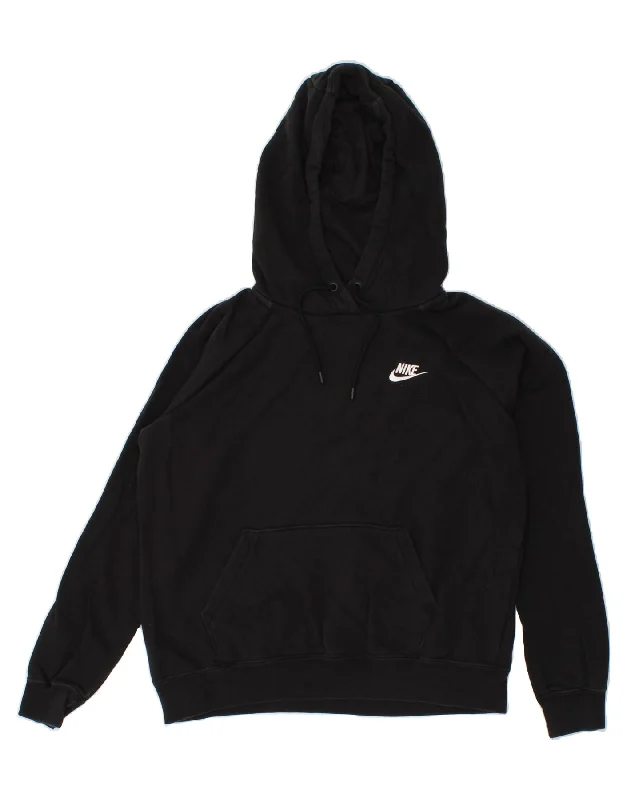 NIKE Womens Hoodie Jumper UK 14 Medium Black Cotton