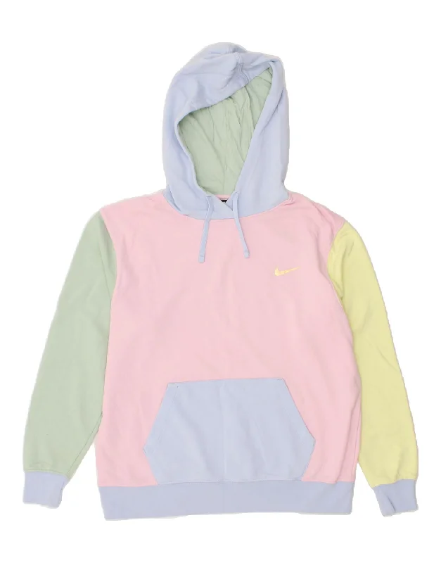 NIKE Womens Oversized Hoodie Jumper UK 14 Medium Multicoloured Colourblock Hoodie with Cropped Fit Short Trendy NIKE Womens Oversized Hoodie Jumper UK 14 Medium Multicoloured Colourblock Hoodie with Cropped Fit Short Trendy