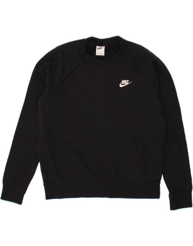 NIKE Womens Sweatshirt Jumper UK 14 Medium Black Cotton