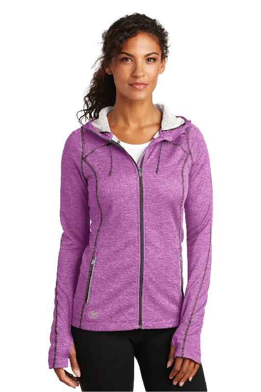 Ogio Womens Endurance Pursuit Full Zip Hooded Sweatshirt Hoodie - Impact Purple - Closeout Hoodie with Distressed Vintage Worn