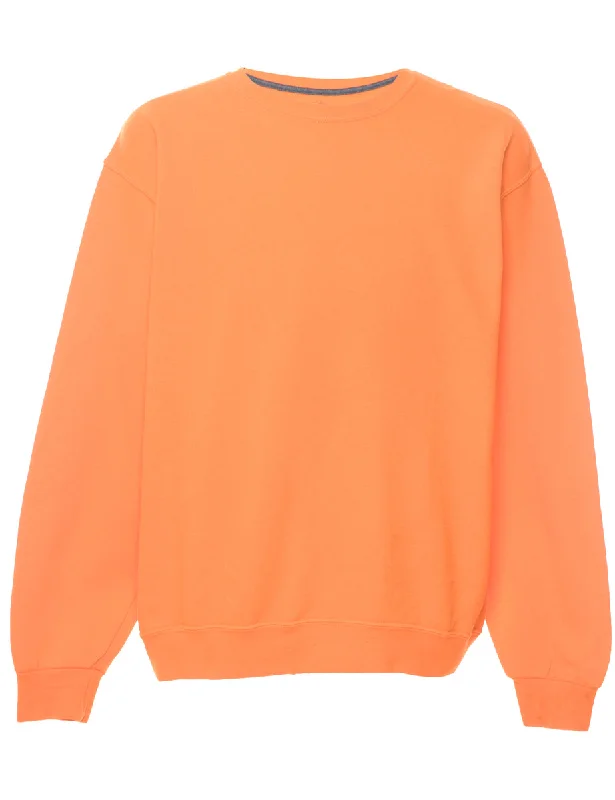 Orange Plain Sweatshirt - L Hoodie with Velcro Closure Adjustable Secure