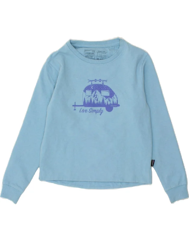 PATAGONIA Womens Graphic Sweatshirt Jumper UK 6 XS Blue Cotton Hoodie with Slit Hem Functional Movement PATAGONIA Womens Graphic Sweatshirt Jumper UK 6 XS Blue Cotton Hoodie with Slit Hem Functional Movement