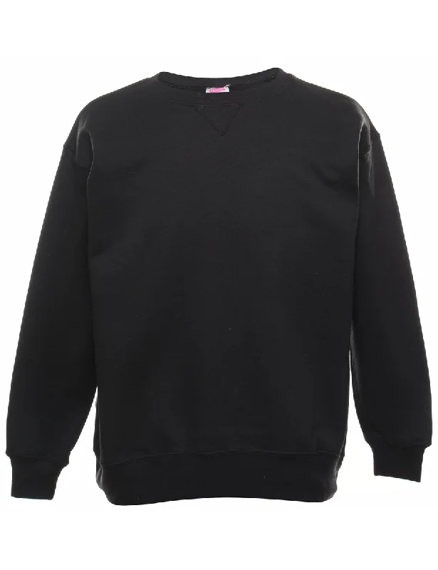 Plain Black Sweatshirt - M Hoodie with Applique Textured Unique