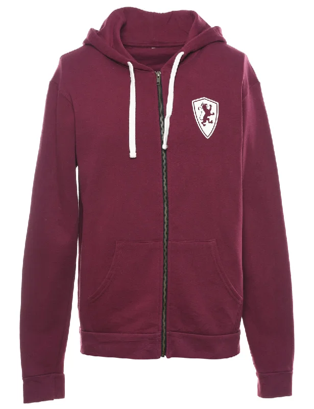 Plum Hooded Sweatshirt - L Hoodie with Raglan Sleeves Sporty Comfortable