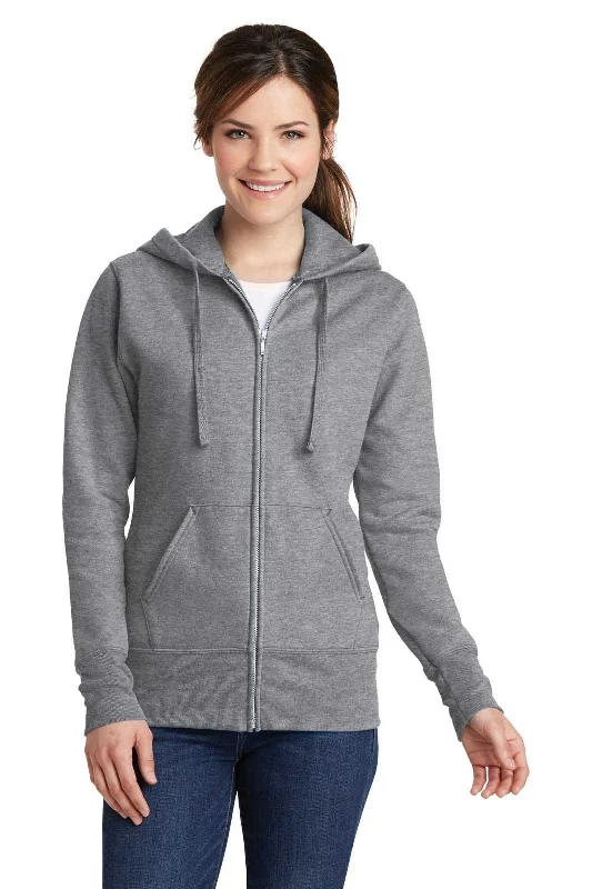 Port & Company LPC78ZH Ladies Core Fleece Full-Zip Hooded Sweatshirt - Athletic Heather