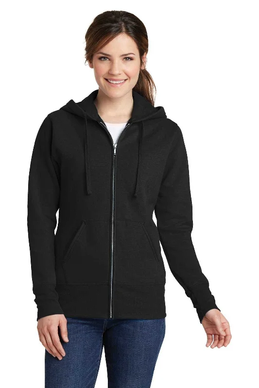 Port & Company LPC78ZH Ladies Core Fleece Full-Zip Hooded Sweatshirt - Jet Black