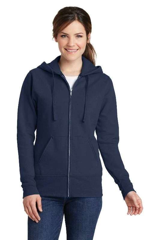 Port & Company LPC78ZH Ladies Core Fleece Full-Zip Hooded Sweatshirt - Navy