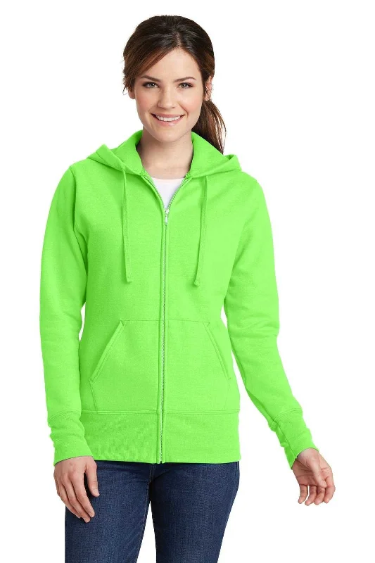 Port & Company LPC78ZH Ladies Core Fleece Full-Zip Hooded Sweatshirt - Neon Green