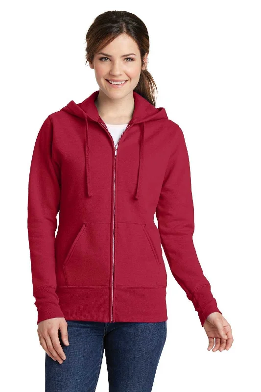 Port & Company LPC78ZH Ladies Core Fleece Full-Zip Hooded Sweatshirt - Red