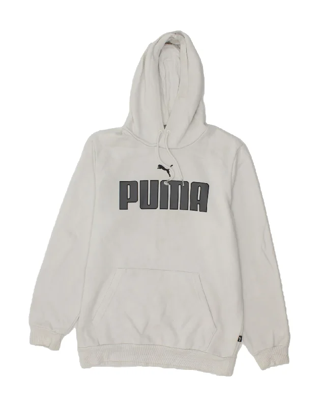 PUMA Mens Graphic Hoodie Jumper Small White Cotton