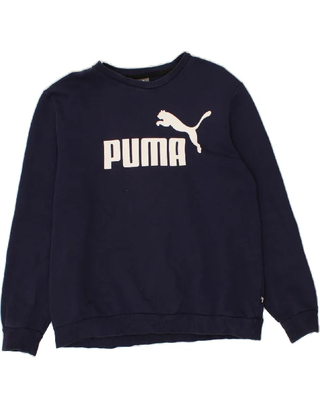 PUMA Mens Graphic Sweatshirt Jumper XL Navy Blue Cotton