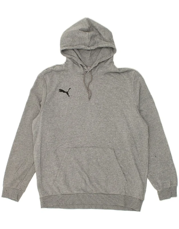 PUMA Mens Hoodie Jumper Large Grey Cotton Hoodie with Hidden Zipper Minimalist Clean PUMA Mens Hoodie Jumper Large Grey Cotton Hoodie with Hidden Zipper Minimalist Clean