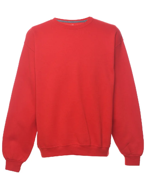 Red Plain Sweatshirt - L Hoodie with Neon Bright Vibrant
