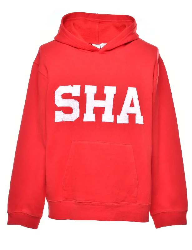 Red  SHA Cropped Hoodie - S Hoodie with Pattern Geometric Abstract