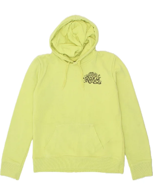 ROXY Womens Graphic Hoodie Jumper UK 18 XL Yellow Cotton