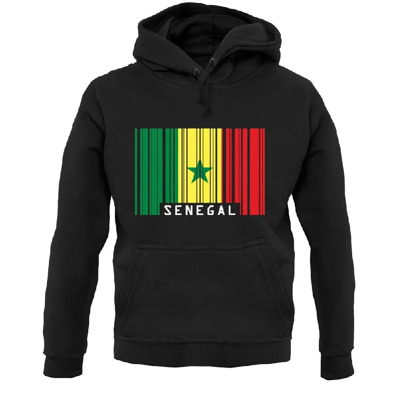 Senegal Barcode Style Flag Unisex Hoodie Hoodie with Hem Applique Textured Unique