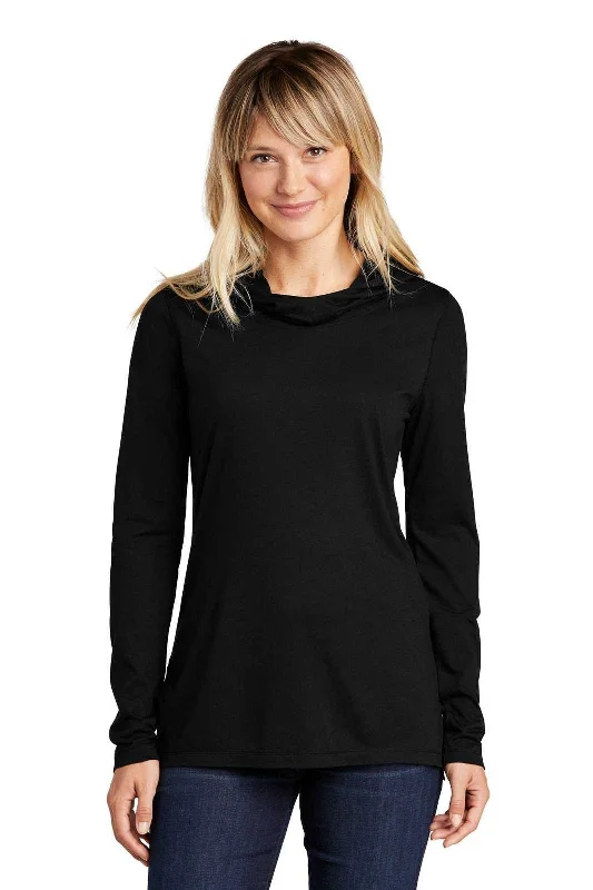 Sport-Tek LST406 Ladies PosiCharge Tri-Blend Wicking Long Sleeve Hoodie - Black Triad Solid