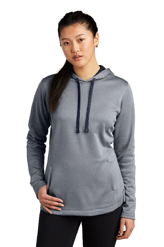Sport-Tek Womens Heather Sport-Wick Moisture Wicking Fleece Hooded Sweatshirt Hoodie - Heather True Navy Blue Hoodie with Button Placket Classic Preppy Sport-Tek Womens Heather Sport-Wick Moisture Wicking Fleece Hooded Sweatshirt Hoodie - Heather True Navy Blue Hoodie with Button Placket Classic Preppy