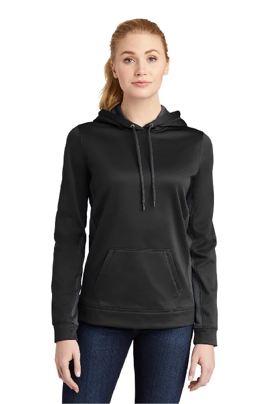 Sport-Tek Womens Sport-Wick Moisture Wicking Fleece Hooded Sweatshirt Hoodie - Black/Dark Smoke Grey Hoodie with Patch Decorative Personalized Sport-Tek Womens Sport-Wick Moisture Wicking Fleece Hooded Sweatshirt Hoodie - Black/Dark Smoke Grey Hoodie with Patch Decorative Personalized