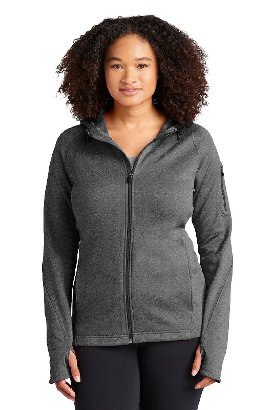 Sport-Tek Womens Tech Moisture Wicking Fleece Full Zip Hooded Sweatshirt Hoodie - Heather Graphite Grey Hoodie with Cuffed Sleeves Snug Secure Sport-Tek Womens Tech Moisture Wicking Fleece Full Zip Hooded Sweatshirt Hoodie - Heather Graphite Grey Hoodie with Cuffed Sleeves Snug Secure