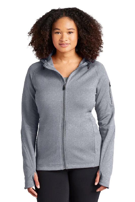 Sport-Tek Womens Tech Moisture Wicking Fleece Full Zip Hooded Sweatshirt Hoodie - Heather Grey Hoodie with Turtle Neck Cozy Winter Sport-Tek Womens Tech Moisture Wicking Fleece Full Zip Hooded Sweatshirt Hoodie - Heather Grey Hoodie with Turtle Neck Cozy Winter