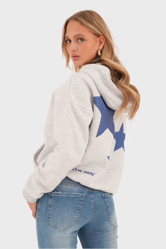 "Stargirl" hoodie grey Hoodie with Hem Lace Feminine Delicate