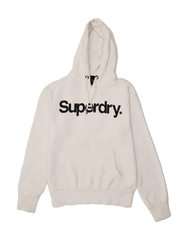 SUPERDRY Mens Graphic Hoodie Jumper Medium White Cotton Hoodie with Emblem Brand Identity SUPERDRY Mens Graphic Hoodie Jumper Medium White Cotton Hoodie with Emblem Brand Identity