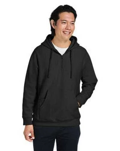 Team 365 TT97 Unisex Zone Hydrosport Heavyweight Quarter-Zip Hooded Sweatshirt - Black