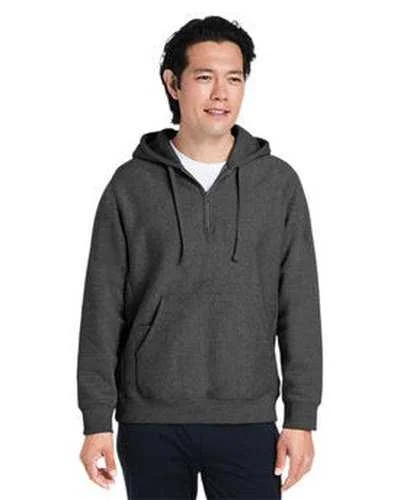 Team 365 TT97 Unisex Zone Hydrosport Heavyweight Quarter-Zip Hooded Sweatshirt - Dark Gray Heathr