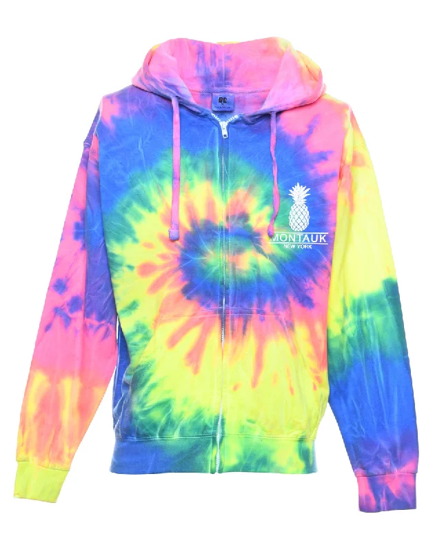 Tie-dye Hoodie - S Hoodie with Hem Applique Textured Unique