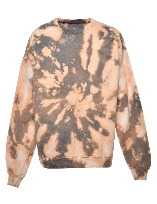 Tie-dye Sweatshirt - L Hoodie with Hem Contrast Bold Stylish