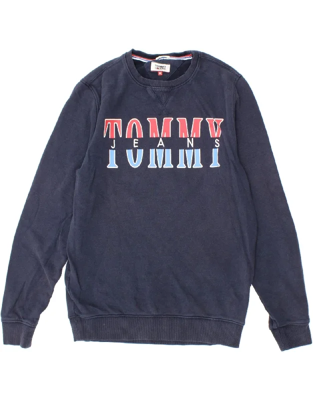 TOMMY HILFIGER Mens Graphic Sweatshirt Jumper Medium Navy Blue Cotton Hoodie Crop Top Short Trendy TOMMY HILFIGER Mens Graphic Sweatshirt Jumper Medium Navy Blue Cotton Hoodie Crop Top Short Trendy