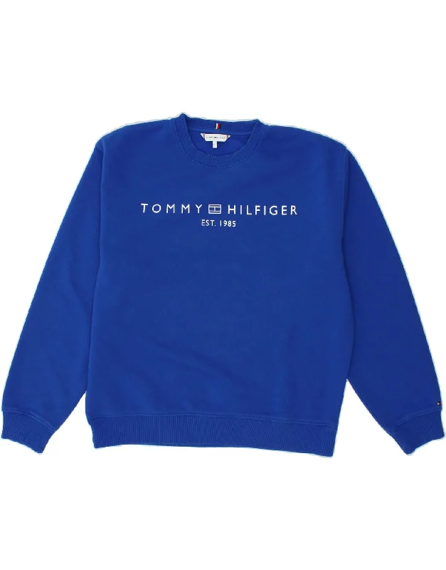 TOMMY HILFIGER Womens Oversized Graphic Sweatshirt Jumper UK 16 Large Blue