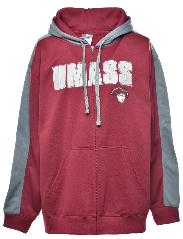 Umass Printed Hoodie - L Hoodie with Tied Waist Feminine Flattering