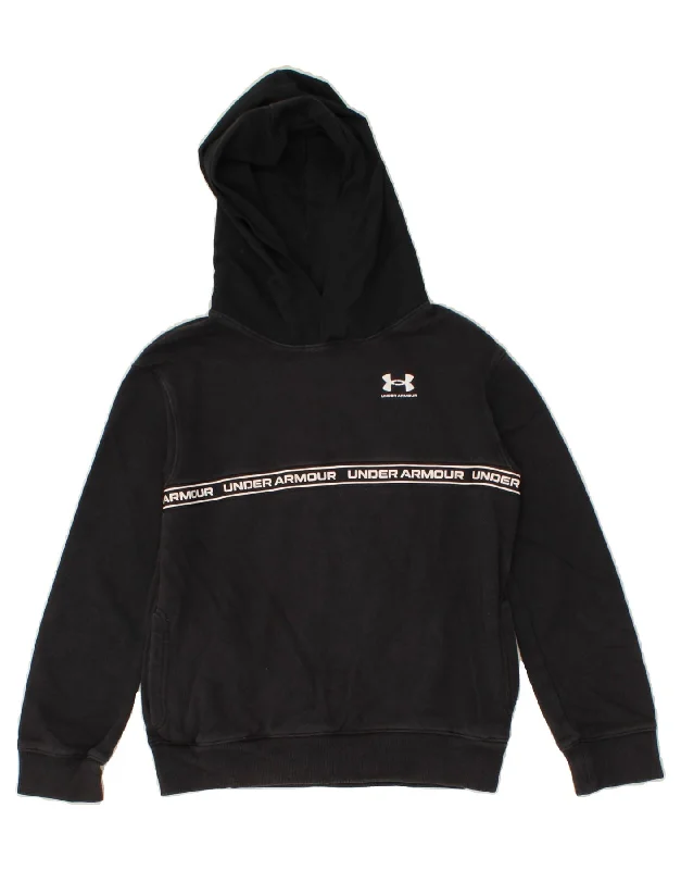 UNDER ARMOUR Boys Cold Gear Graphic Hoodie Jumper 9-10 Years Medium Black