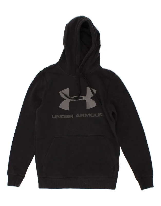 UNDER ARMOUR Mens Graphic Hoodie Jumper XS Black Cotton