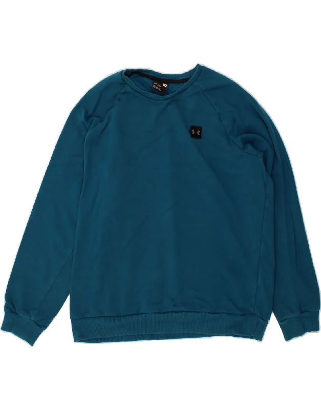 UNDER ARMOUR Mens Sweatshirt Jumper Large Blue Cotton Hoodie Jacket Zipper Layering