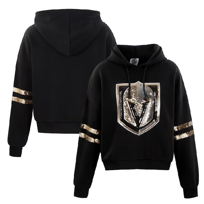 Vegas Golden Knights Women's Sequin Logo Cropped Hoodie - Black