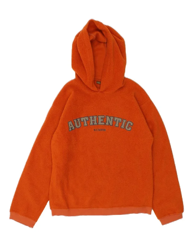 VINTAGE Boys Graphic Fleece Hoodie Jumper 13-14 Years  Orange Polyester