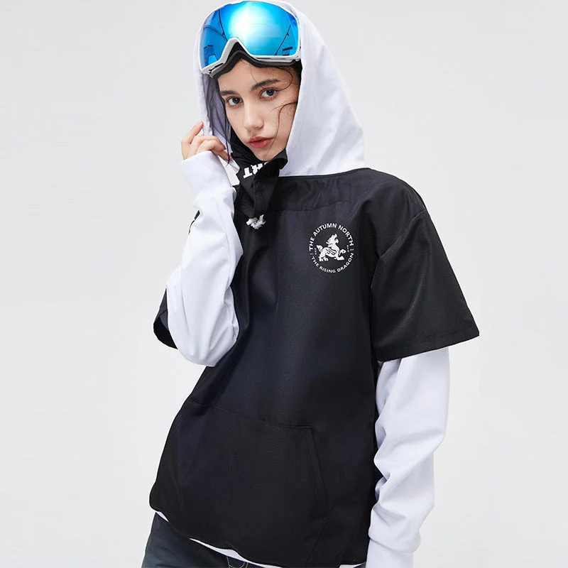 Women's Northfeel Moonlight Reflective Black/White Waterproof Snow Hoodie Hoodie with Hem Drawcord Adjustable Customizable Women's Northfeel Moonlight Reflective Black/White Waterproof Snow Hoodie Hoodie with Hem Drawcord Adjustable Customizable