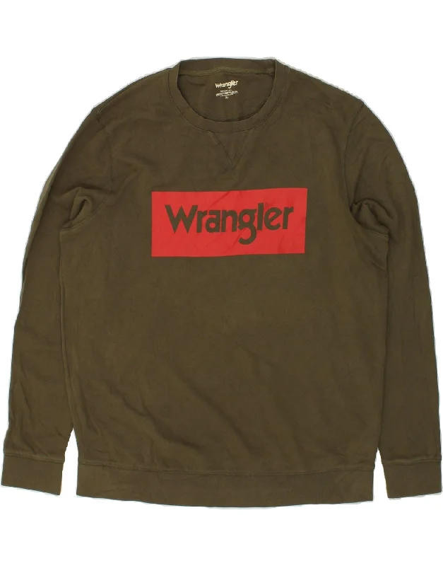 WRANGLER Mens Graphic Sweatshirt Jumper XL Khaki Cotton