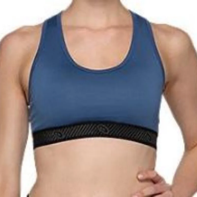 Asics Logo Sports Bra - Magnetic Blue Cotton Comfort Bra