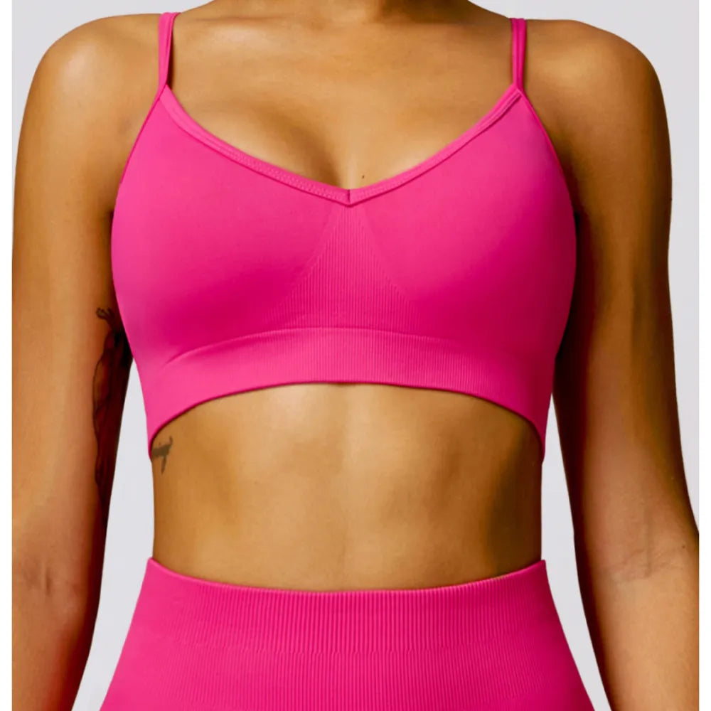 B|FIT TRACK Sport Bra - Hot Pink Minimalist Wireless Bra
