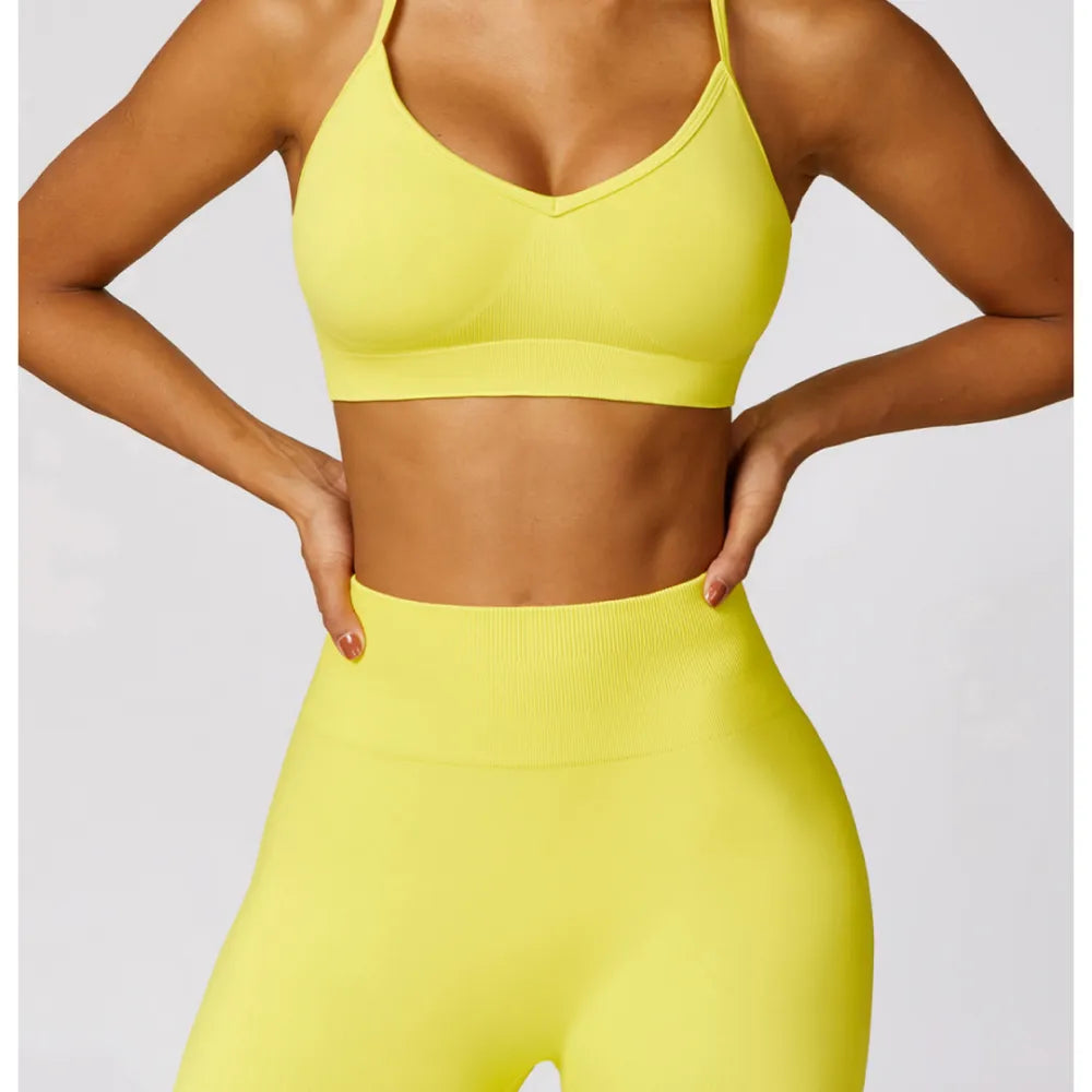 B|FIT TRACK Sport Bra - Lemon Sleek Push-Up Bra