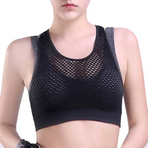 Professional Seamless Shockproof  Mesh Running Bra Soft Cup Bralette