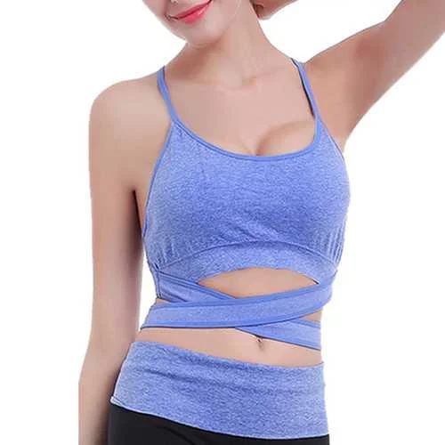Woman Seamless Sport Vest Quick Drying Wireless Cross Shakeproof Sport Yoga Bras Elegant Cotton Bra