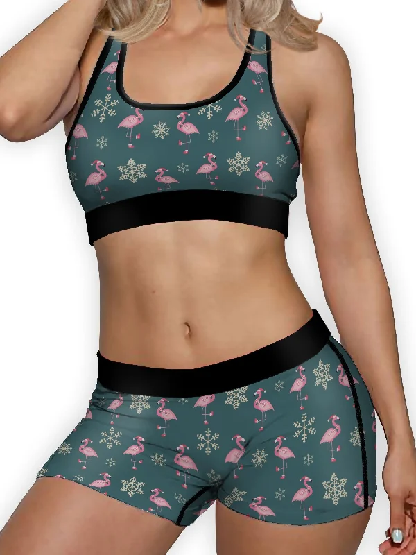 Christmas Flamingo Ellie Sports Bra Sleek Push-Up Bra