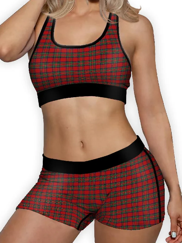 Christmas Tartan Ellie Sports Bra Wireless Lace Bra