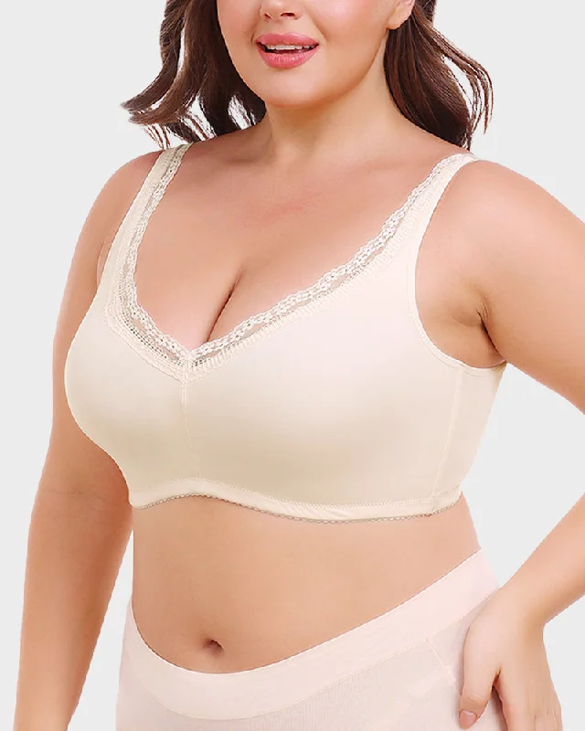 SheCurve®Full Coverage Lace Trim Minimizer Bra - Skin Seamless Push-Up Bra